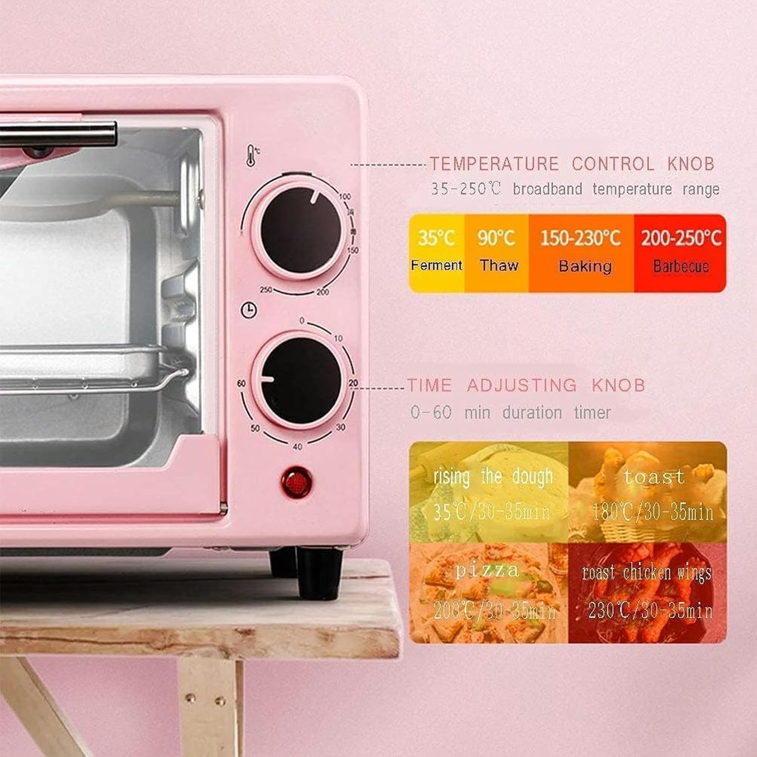 AMNOOL 12L Electric Oven,Multi-Function Baking Small Oven Baking Baking Pizza Countertop Oven Baking Tray Mini Oven Aesthetic and Practical-1*