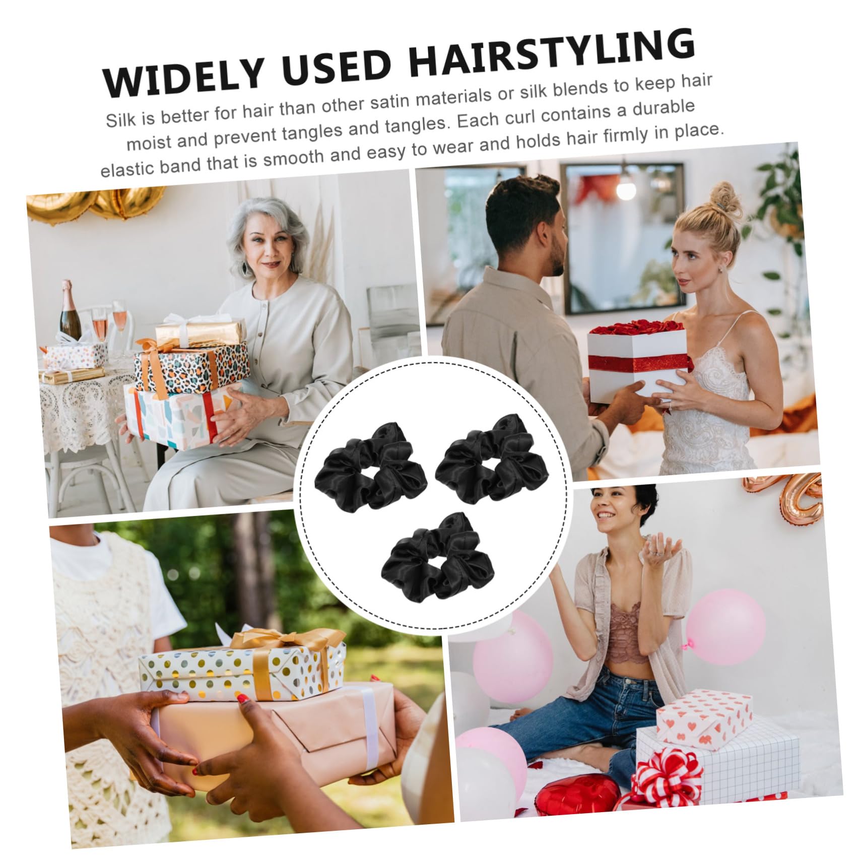 12 Piezas banda de pelo de seda coletero para el cabello gomas para el cabello para mujeres scrunchies hair band lazos para el cabello para diadema para niñas Satén de seda FRCOLOR