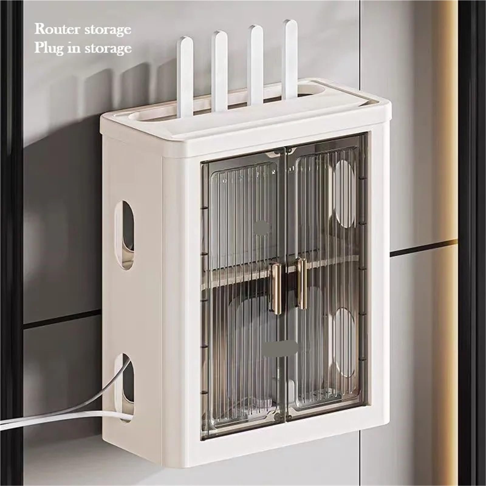 Boîte De Gestion des Câbles Boîte de Rangement de routeur Pliable avec Porte, boîte de Rangement de Cordon d'alimentation, Organisateur de routeur sans Fil, Rangement de Chargeur de Cordon