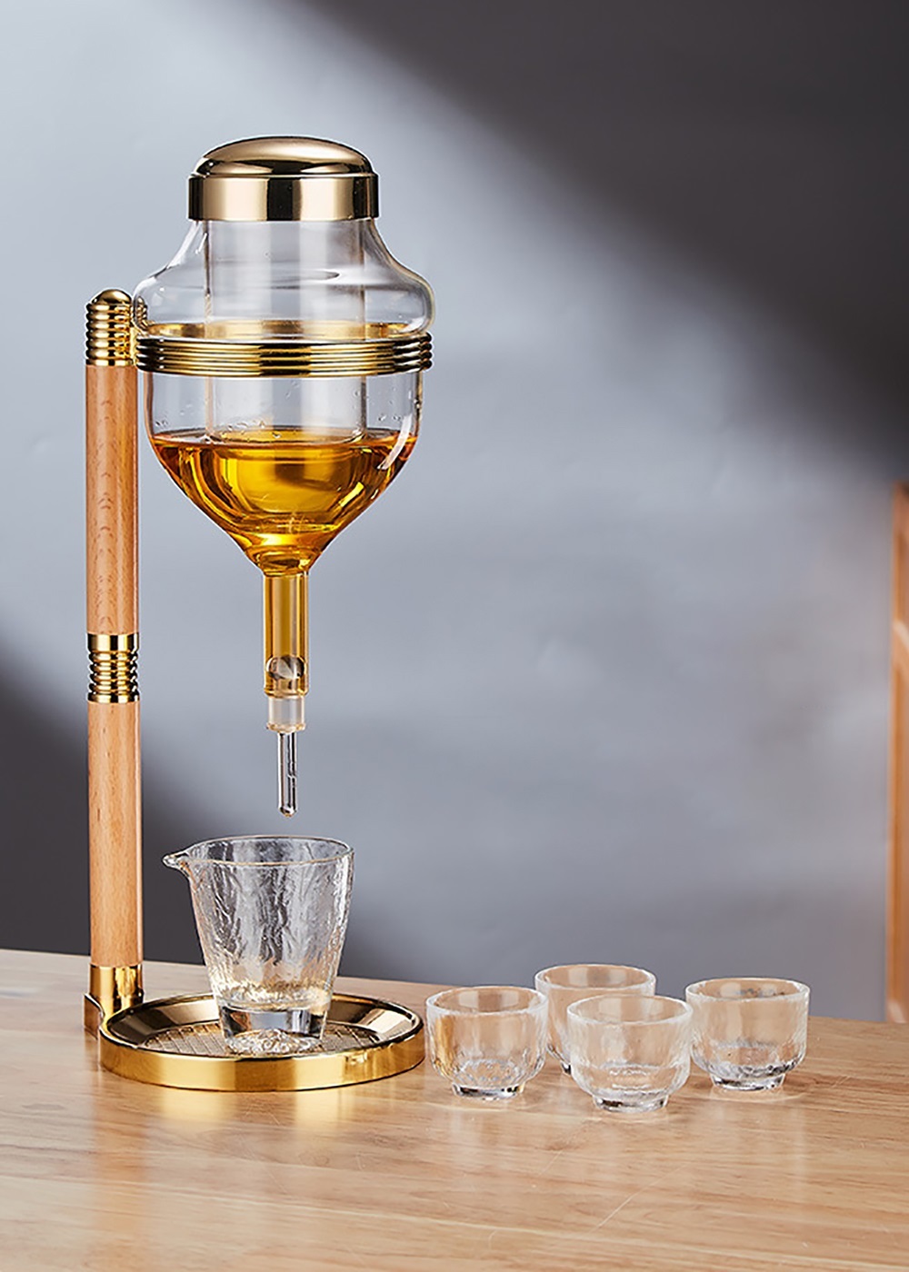 Sake Dispenser Kit, Glass Ice Cold Whiskey Dispenser Set, Multi