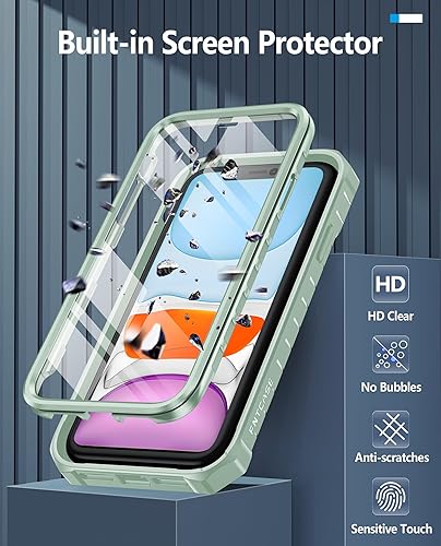 Miniatura 4 de FNTCASE Funda para iPhone 11 funda para iPhone XR con soporte a prueba de golpes de grado militar, doble capa de protección completa, resistente