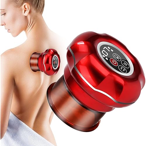Origintek 4 in 1 Electric Cupping Therapy Set with 12 Level Heating, Smart Cupping Therapy Massager with 2 Cups for Targeted Fatigue, Aches, Muscle Soreness and Tighter Skin. Red
