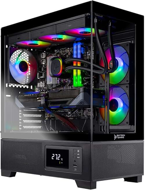 Skytech Gaming Azure 3 Plus Desktop PC, Ryzen 7 7800X3D 4.2 GHz (5GHz), NVIDIA RTX 5070 Ti 16GB, 1TB Gen4 NVMe SSD, 32GB DDR5 RAM 5600 RGB, 850W Gold ATX 3 PSU, 360mm ARGB AIO, Wi-Fi, Win 11