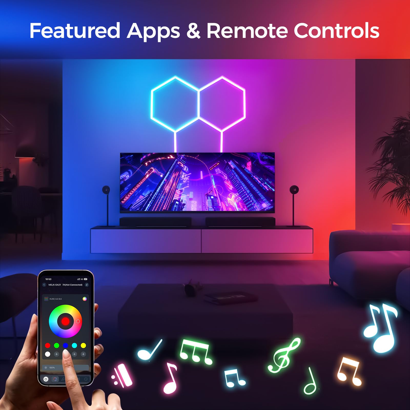 TAUDUEDE RGB Plafoniera LED esagonale 3 Hex Illuminazione per garage | luci da soffitto esagonali super luminose dimmerabili e collegabili con telecomando Bar, Feste, Palestra, Sala E-sport