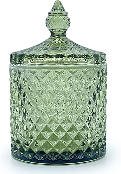 Colorful Glass Jar With Lid,Candy Cookie Jars,Jewelry Box,Decorative JarGreen
