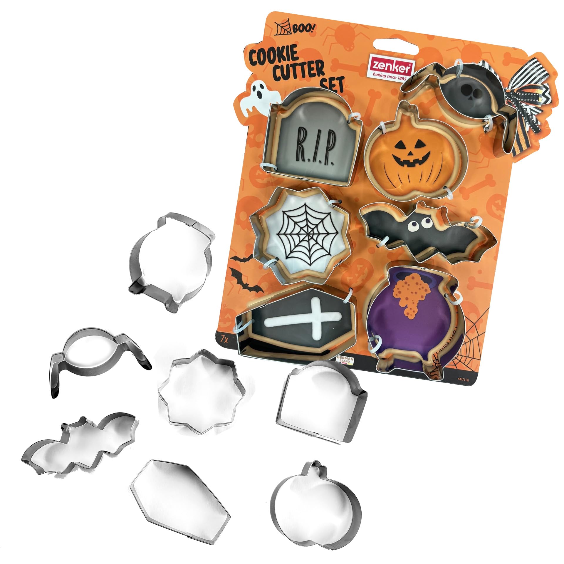 Zenker Set 7 Tagliabiscotti Halloween in Acciaio Inossidabile, Formine