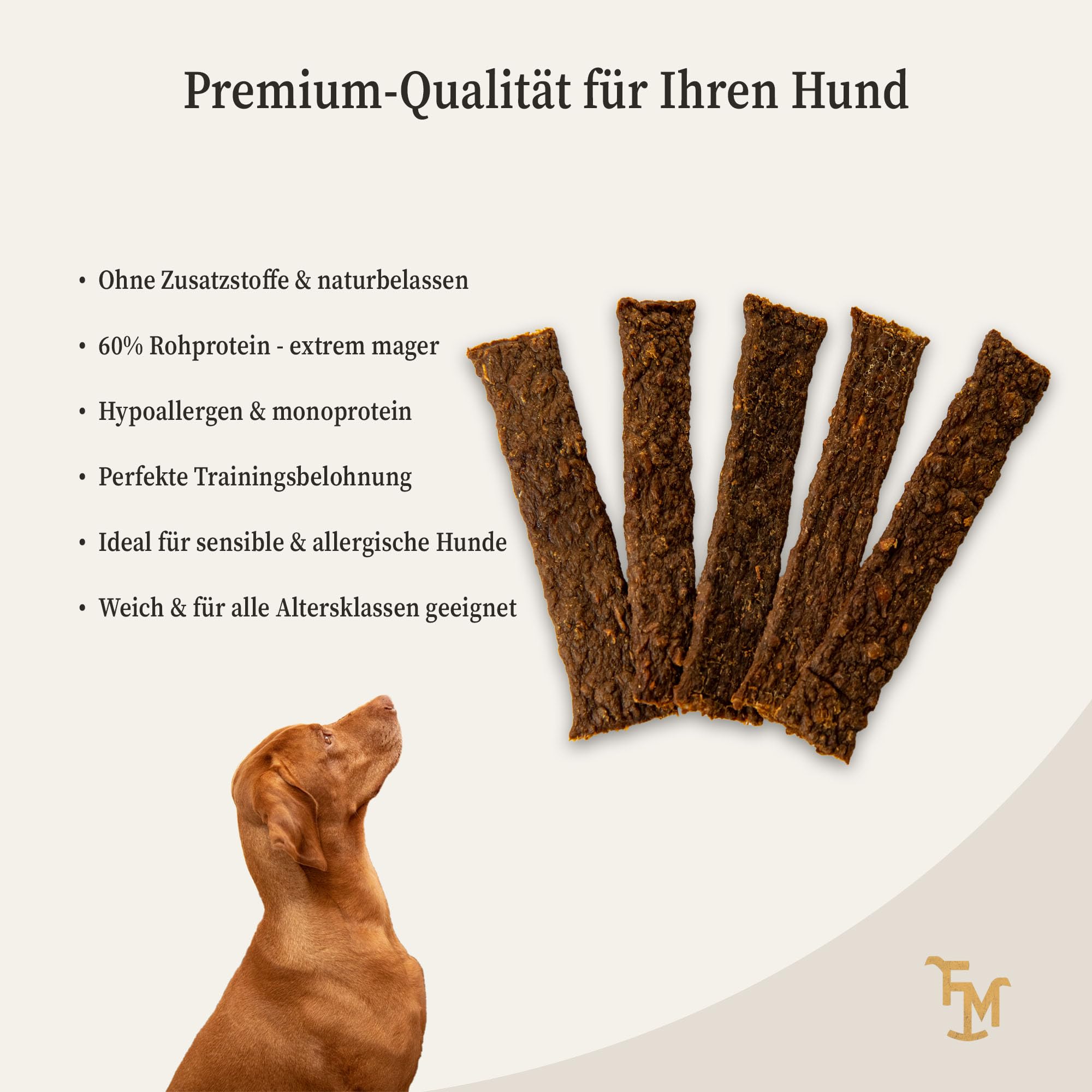 Fleischstreifen Pferd für Hunde 1000g - 100% Pferdefleisch | Monoprotein Hundesnack - hypoallergen, getreidefrei, ohne Zusätze - in 7 Sorten erhältlich - 2x150g/500g/1000g