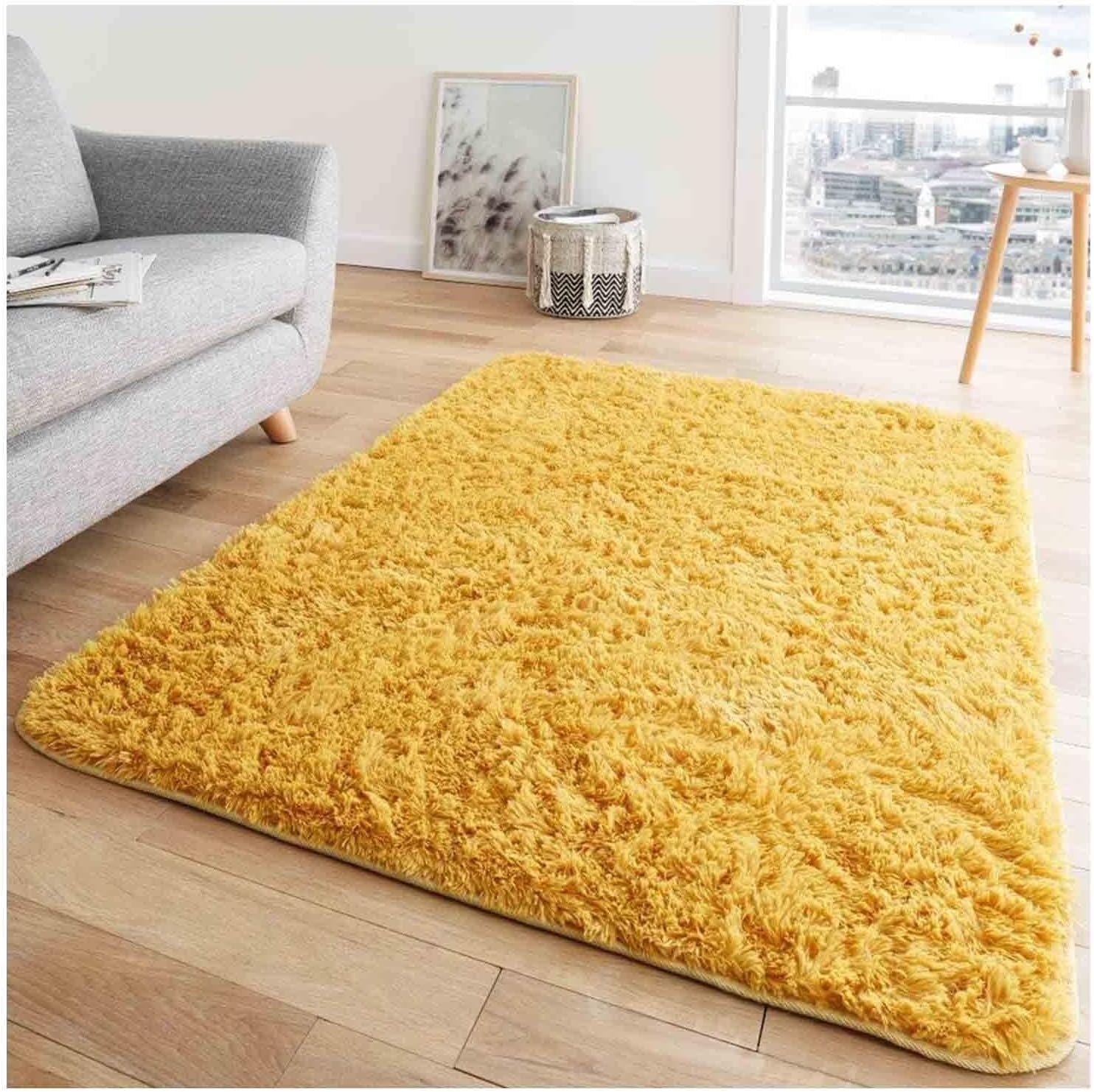 LIZZIE JACOBSHug & Snug Super Soft Luxury Rugs Non Slip Living Room Bed Room Lounge Hallway Office Long Pile Large Rugs Carpets (200x290 cm, Ochre)