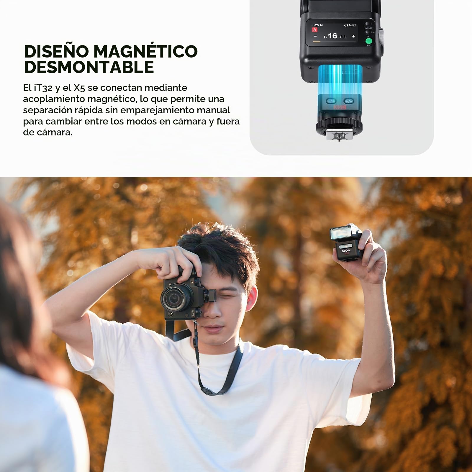 Godox iT32 con X5-C Kit de Flash para Cámara Canon, Pantalla Táctil | Diseño Desmontable de Zapata Caliente Magnética/Disparador con TTL y HSS, Sincronización Multi-Flash 2.4G, Batería Integrada