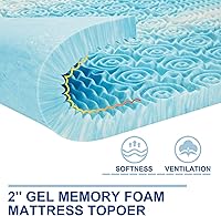 Vista 25 de SINWEEK Cubrecolchón de 1.5 pulgadas, cubrecolchón de espuma viscoelástica de 5 zonas, alivia la presión, almohadilla suave para colchón