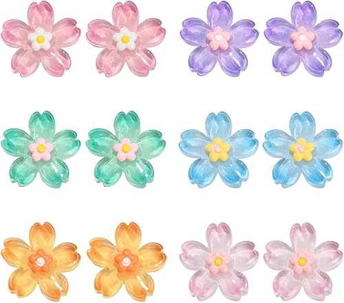 DanLingJewelry 60 cabujones de flores de cerezo de 6 colores para hacer joyas y manualidades