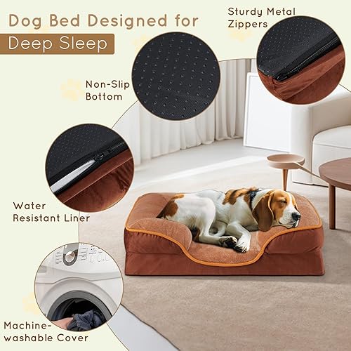 Miniatura 4 de Simple Deluxe Cama ortopédica extragrande para perro, cama para perro de espuma viscoelástica de 42 pulgadas con funda extraíble impermeable,