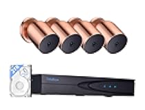 4K PoE Security Camera System, 4pcs H.265 4K Wired Surveillance Cameras Outdoor Home, Smart AI Detection, Color Night Vision,Built-in Mic, 8CH NVR with 2TB HDD (Rose Gold, 4 Camera)