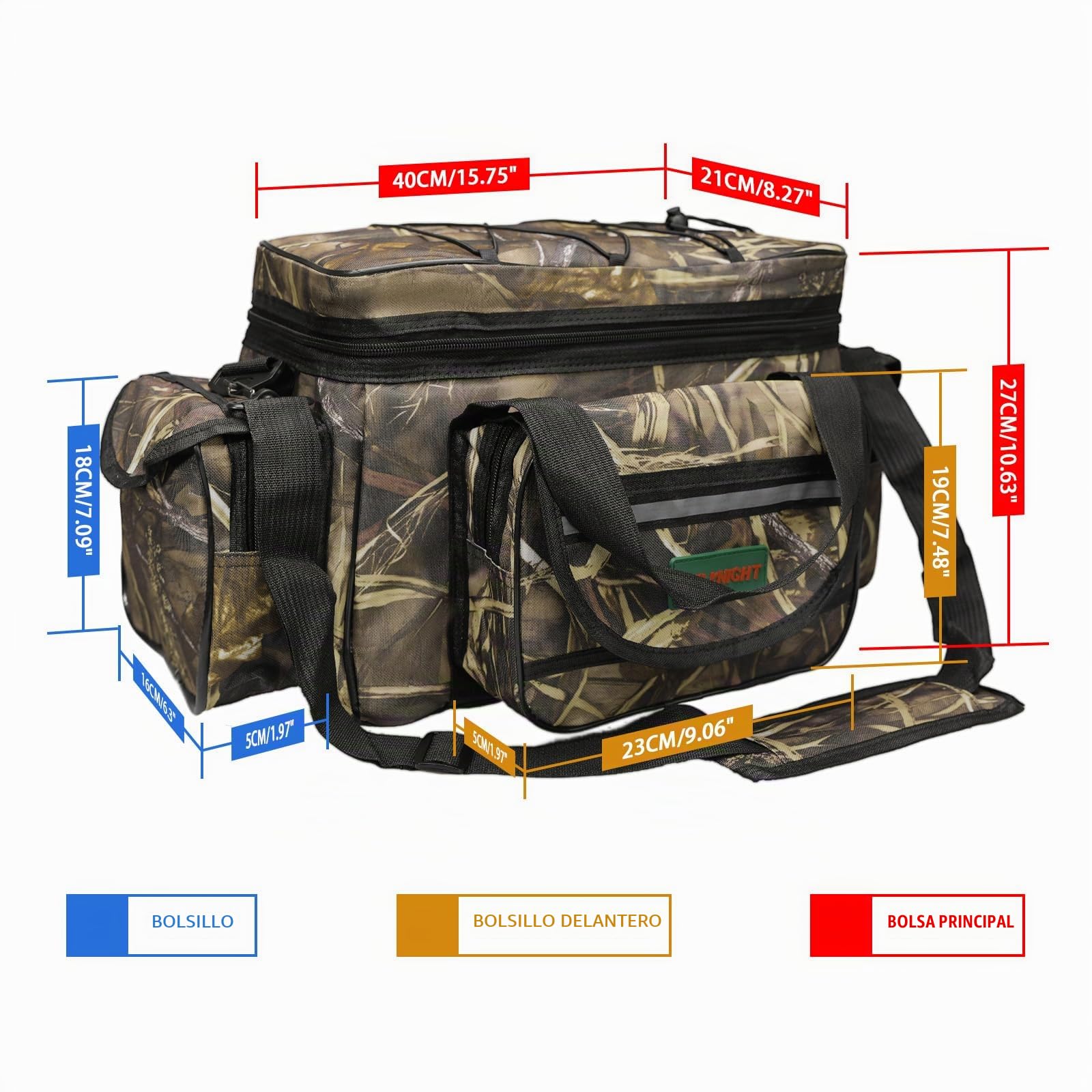 Seaknight SK003 - Bolsa de pesca para carpas de un solo hombro, bolsa de transporte de camuflaje al aire libre, bolsa de viaje, 50 x 28 x 27 cm
