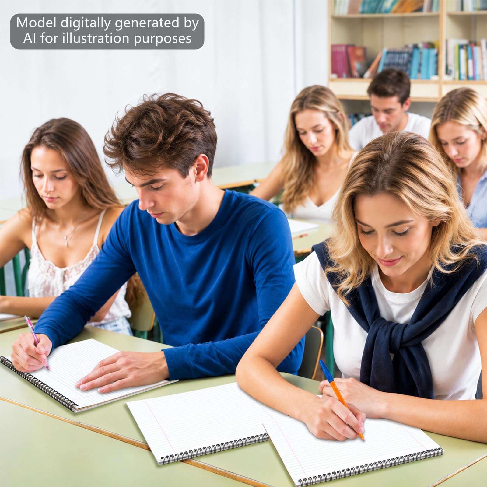 gisgfim 6 paquetes de blocs de notas horizontales de 9.5 x 11 pulgadas, cuadernos rayados universitarios, blocs de notas perforados, 40 hojas perforadas, cuadernos encuadernados en espiral de 80 g/m²