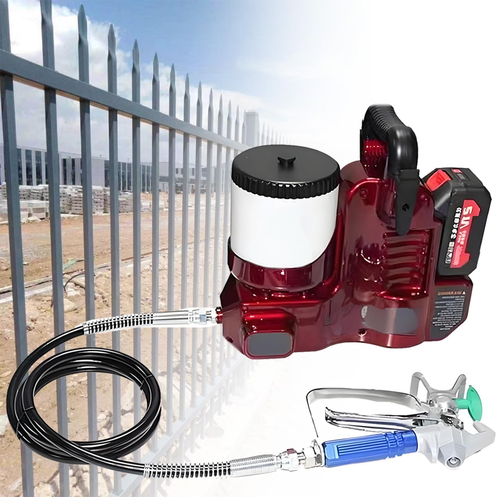 Pistola de pulverización de Pintura de Mano, pulverizador eléctrico inalámbrico de Alta presión 500W, Capacidad 1.2L, 6 velocidades Ajustable para Pintura casera y Comercial