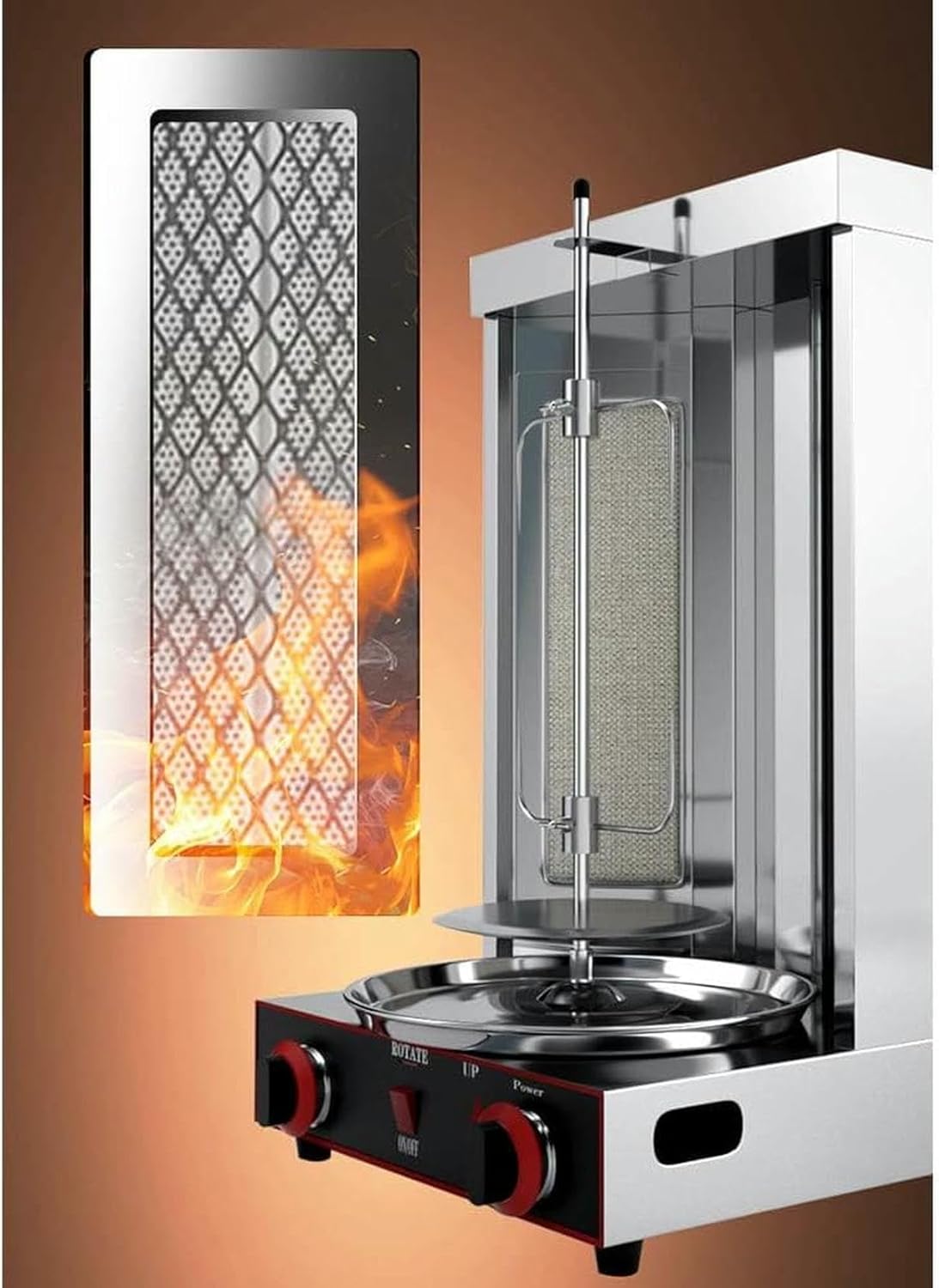 360° Rotating Electric/Gas Kebab Grill Machine for Smokeless Turkey Doner - Vertical Broiler Barbecue Oven with Certification