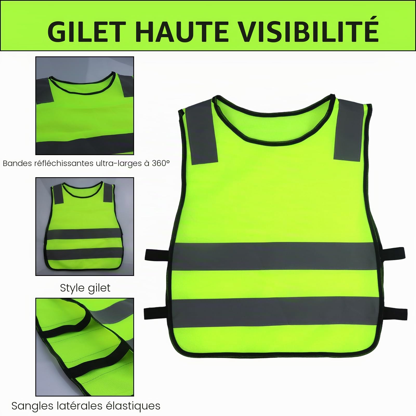 9 Pièces Gilet de Sécurité pour Enfants, Gilet de Sécurité Enfants, Gilets de Signalisation Auto pour Enfants, Gilet Réfléchissant pour Enfants pour la Circulation Routière Protection