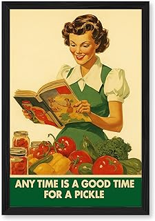 Vintage Woman Reading Recipe Book Poster Art Print Rustic Wall Art for K...