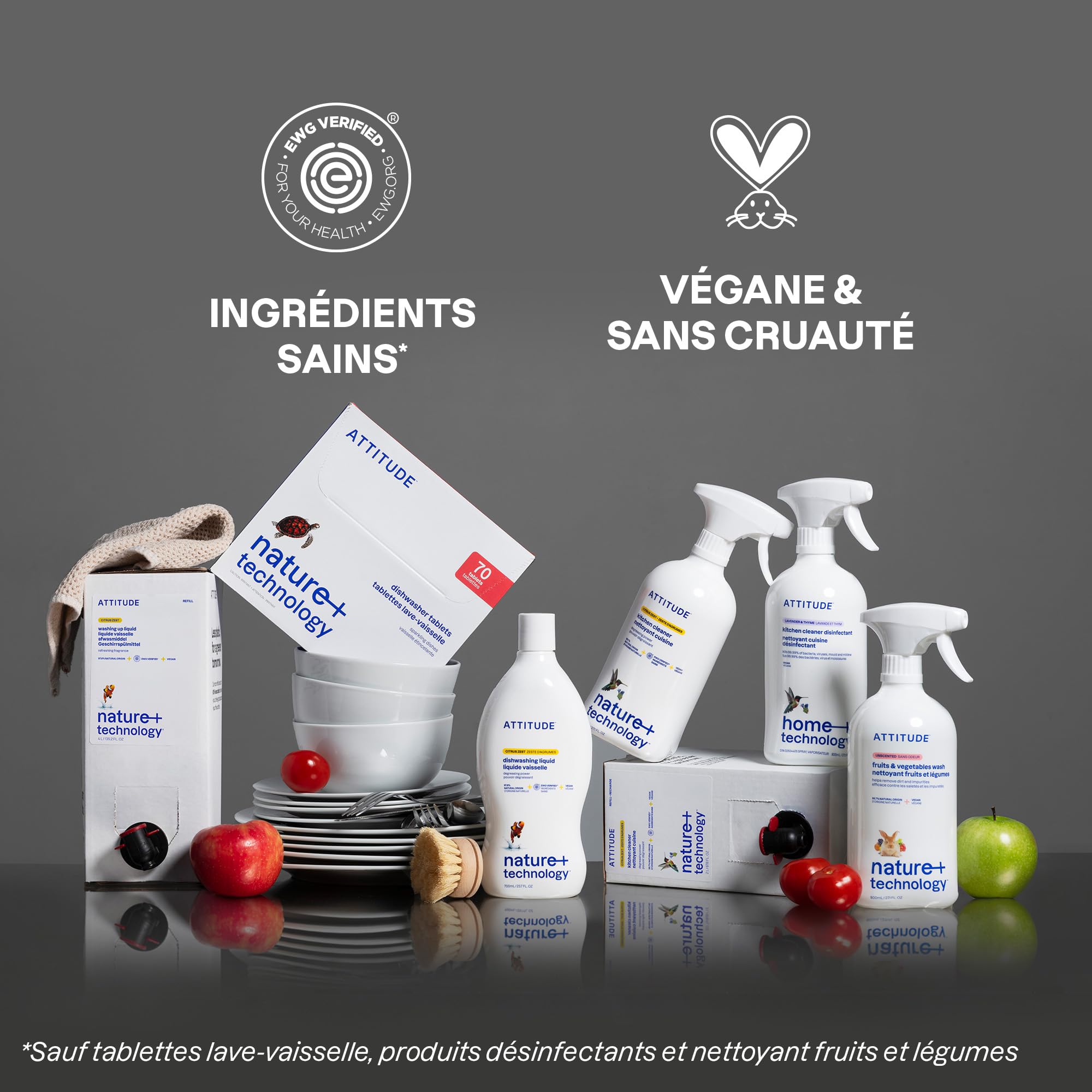 ATTITUDE Liquide Vaisselle, Certifié EWG Verified, Pouvoir Dégraissant,  Végane, Ingrédients d'Origine Naturelle, Parfum Zeste d'Agrumes, 700 mL :  Amazon.fr: Epicerie