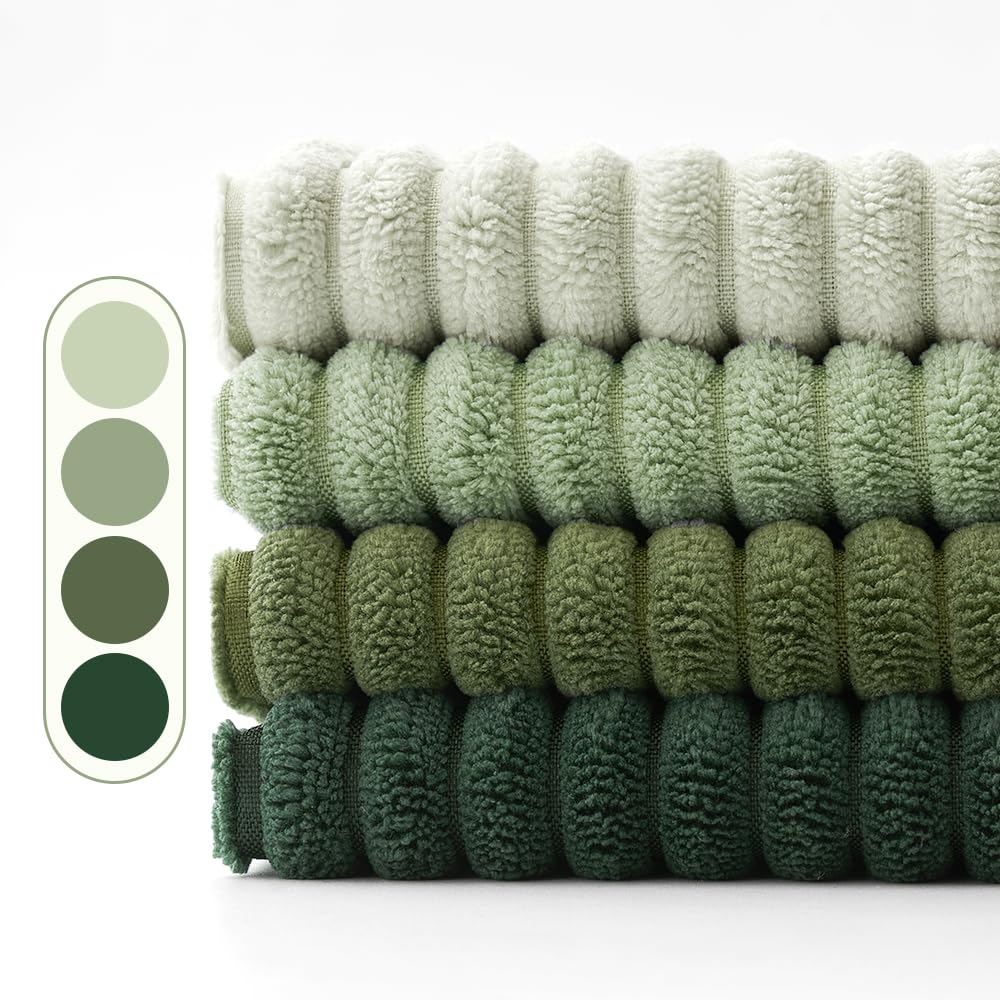 EMEMA Lot de 4 housses de coussin en corduroy d'automne, 60 x 60 cm, pour canapé, salon, chambre à coucher, vert sauge, série décorative