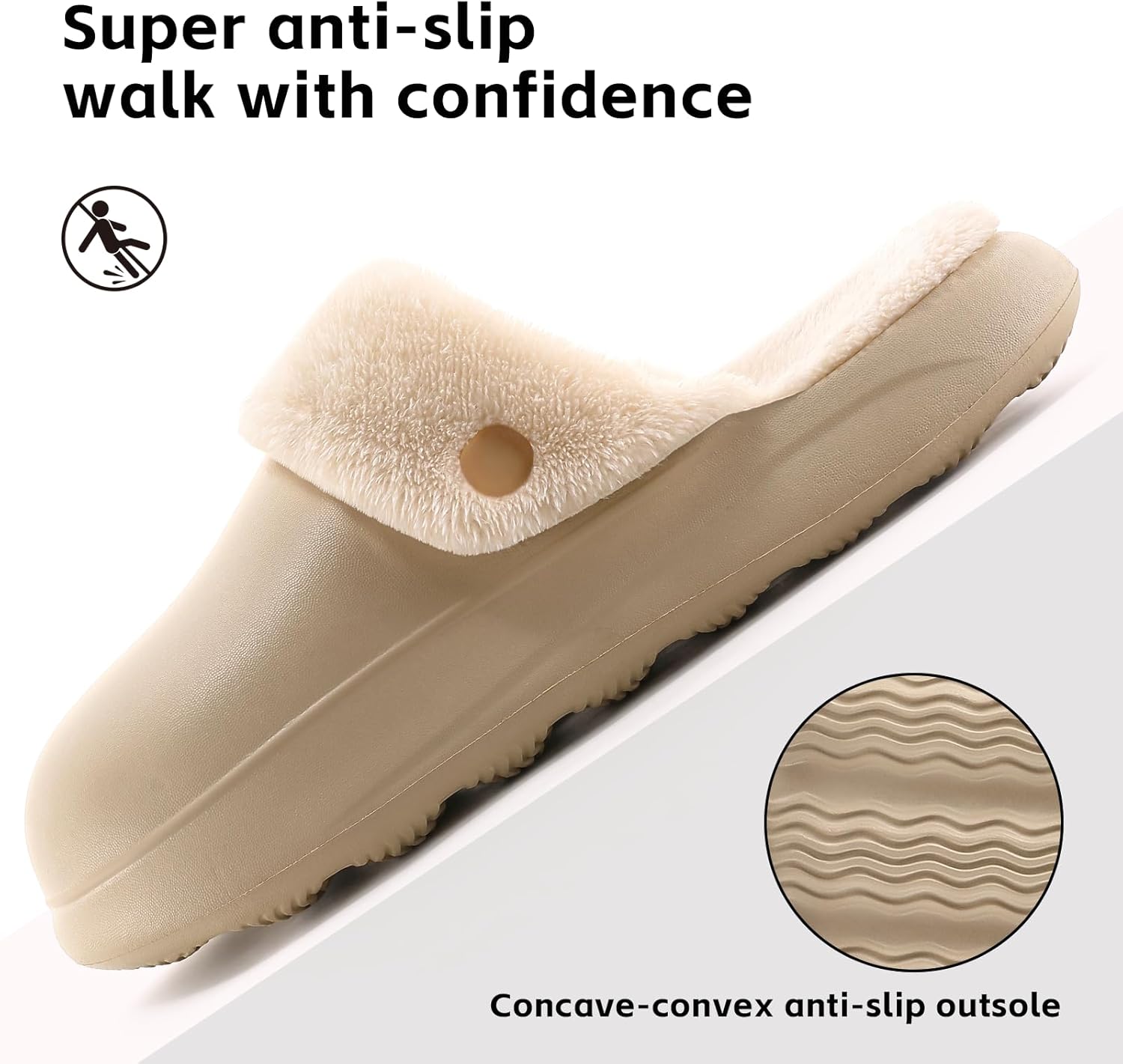 Women's Waterproof Slippers for Outdoor, Non-Slip Fuzzy Fleece Lined Winter Garden Clogs, Indoor Outdoor Comfortable Warm House Shoes