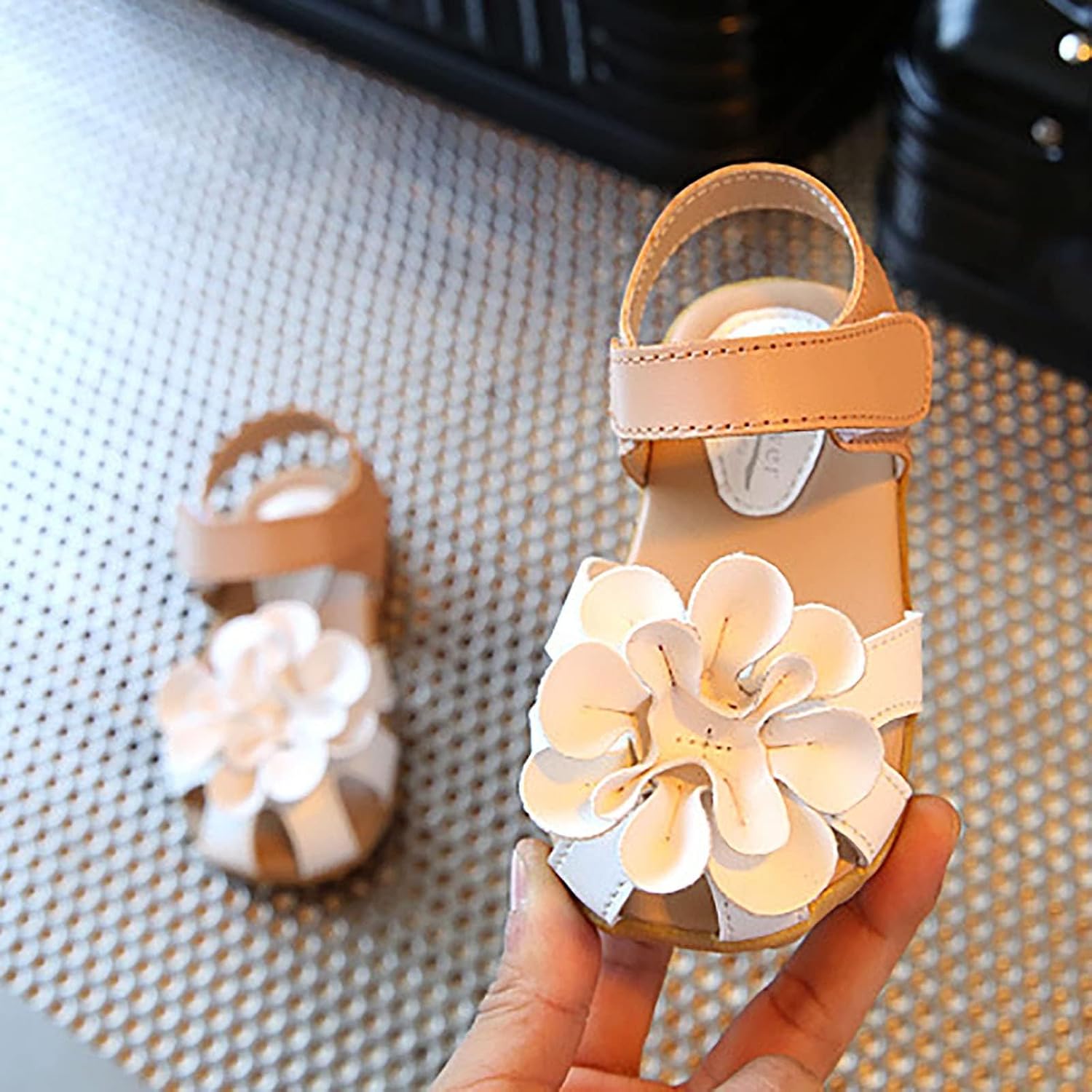 Infant Kids Girls Flowers Shoes Sandals Princess Shoes Sandals Dancing Shoes Sandals for Girl (White, 3.5-4Years)