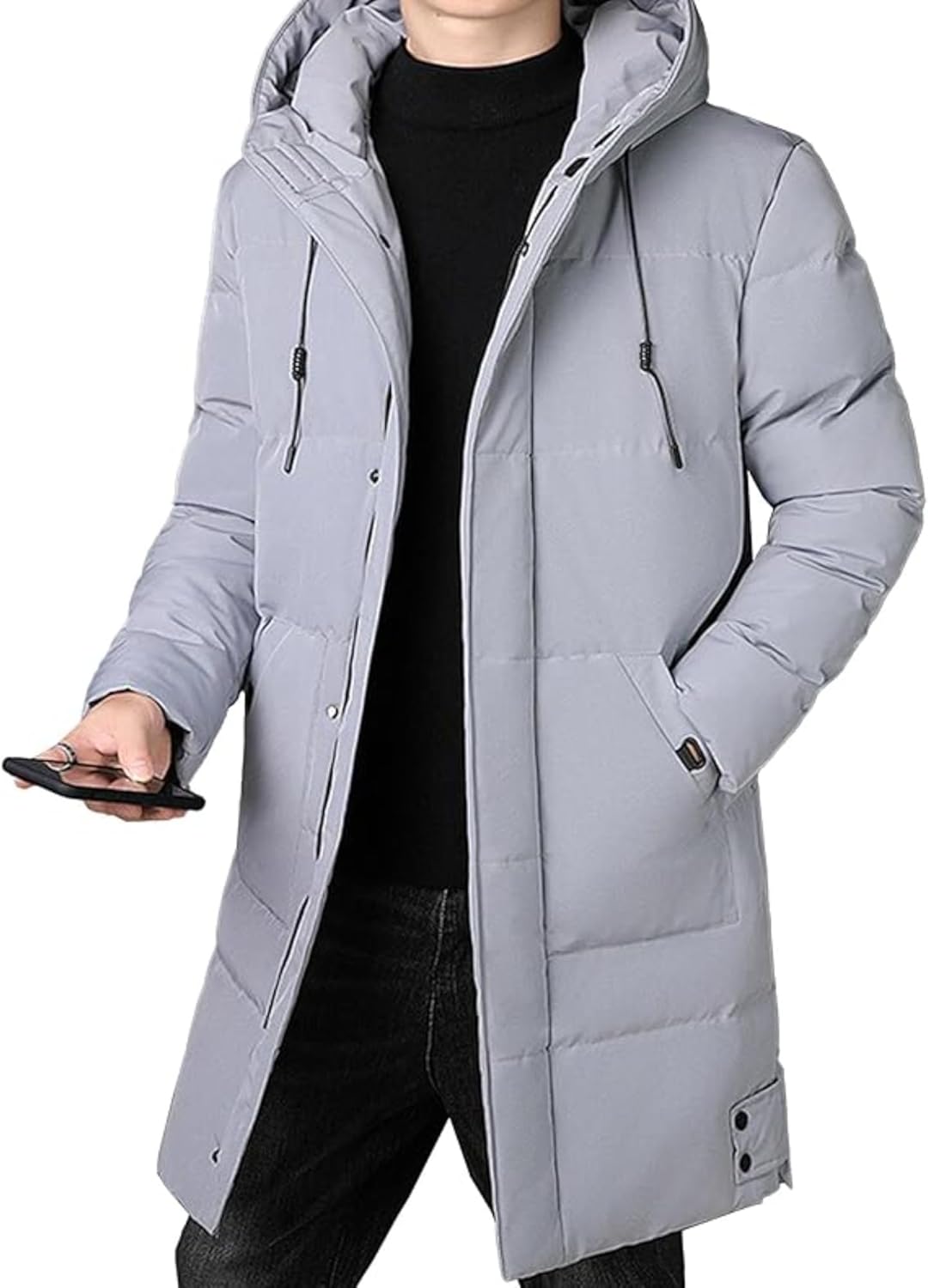 Men's Long Puffer Jacket Thicken Hooded Padded Jackets Heavy Warm Outerwear Winter Coats
