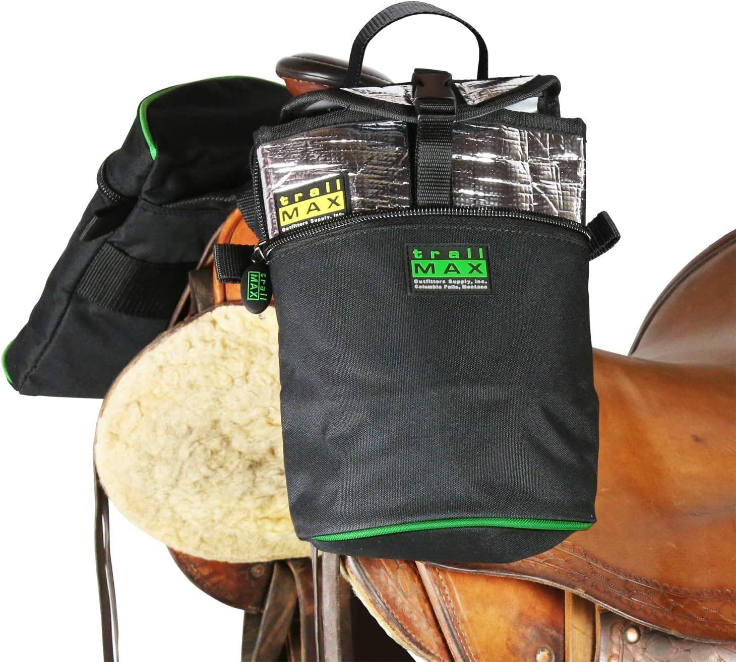 TrailMax Bolsas medianas con pompa de caballo para tu silla de montar occidental bolsas aisladas para caballos bolsa de sillín para cámara o