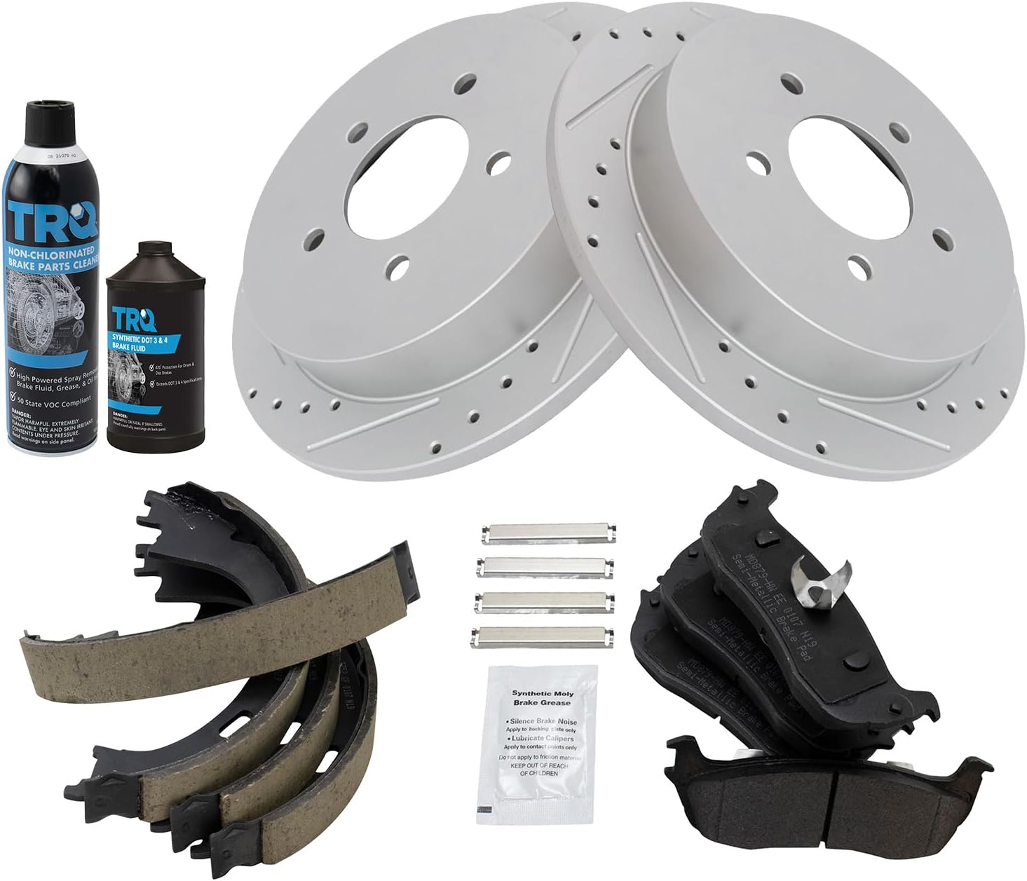 TRQ Rear Brake Pad & Rotor Kit Compatible with 1997-2004 Ford 1998-2002 Lincoln
