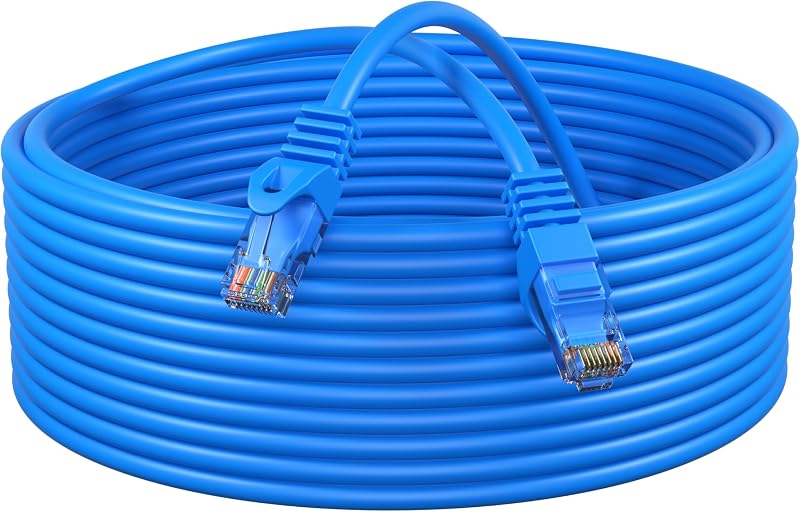 Cables Direct Online Cable de conexión Ethernet de red Cat6 de 50 pies, cable de Internet de 550 MHz, compatible con versiones anteriores de Cat5, para PC, módem, enrutador, consolas para el hogar y la oficina, azul