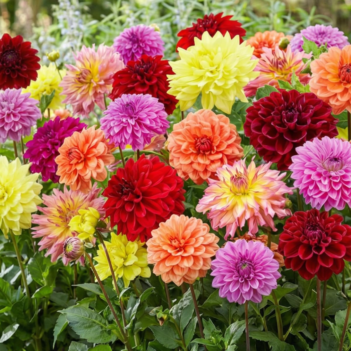 Dahlien Knollen - 5 Zwiebeln - Großartig Kollektion Blumenzwiebeln - Echte Pflanzen aus Holland - Für Garten, Töpfe und Balkon (kein Samen, nicht künstlich, nicht winterhart)