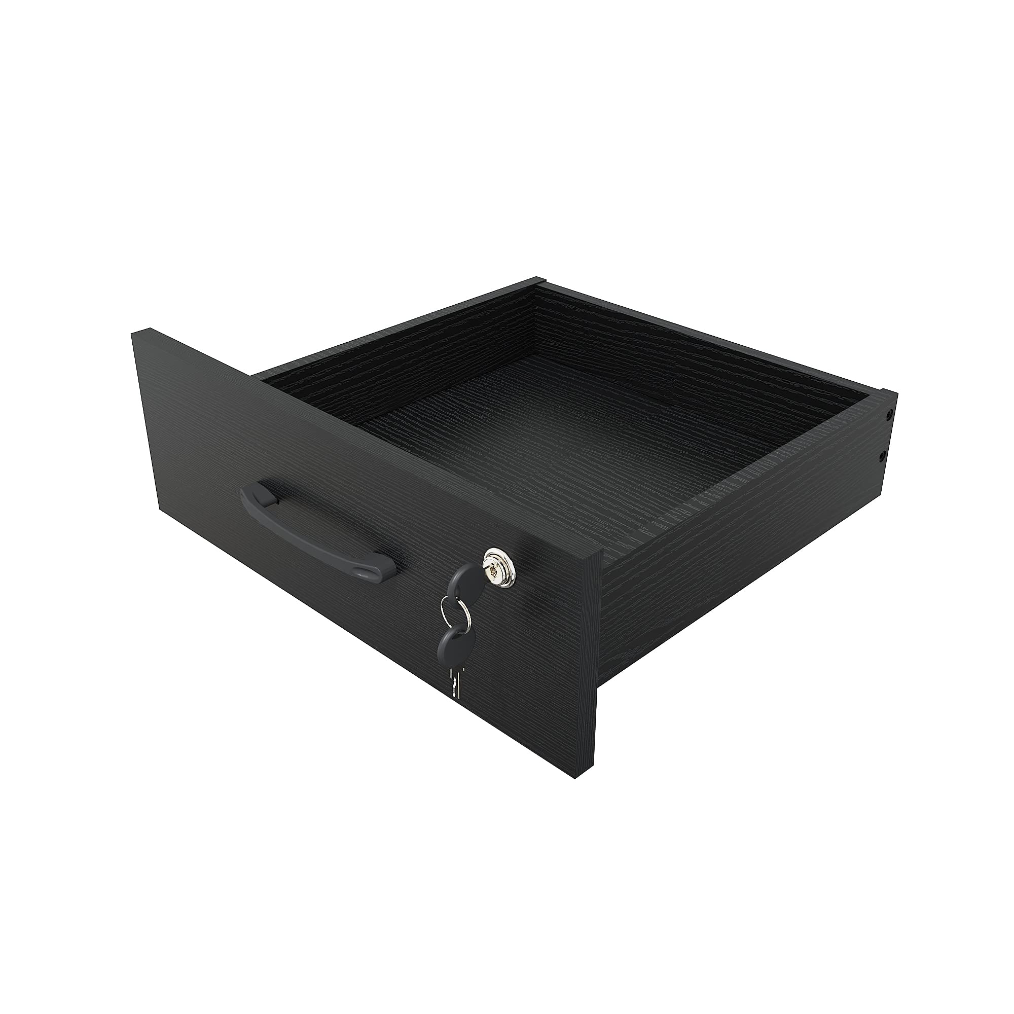 Gyger 3 Drawer File Cabinet for Home Office, Lateral Filing Cabinet with Open Storage Shelf, Mobile Lateral Printer Stand with Wheels and Storageï¼ŒWood File Cabinet with Lock(Black)