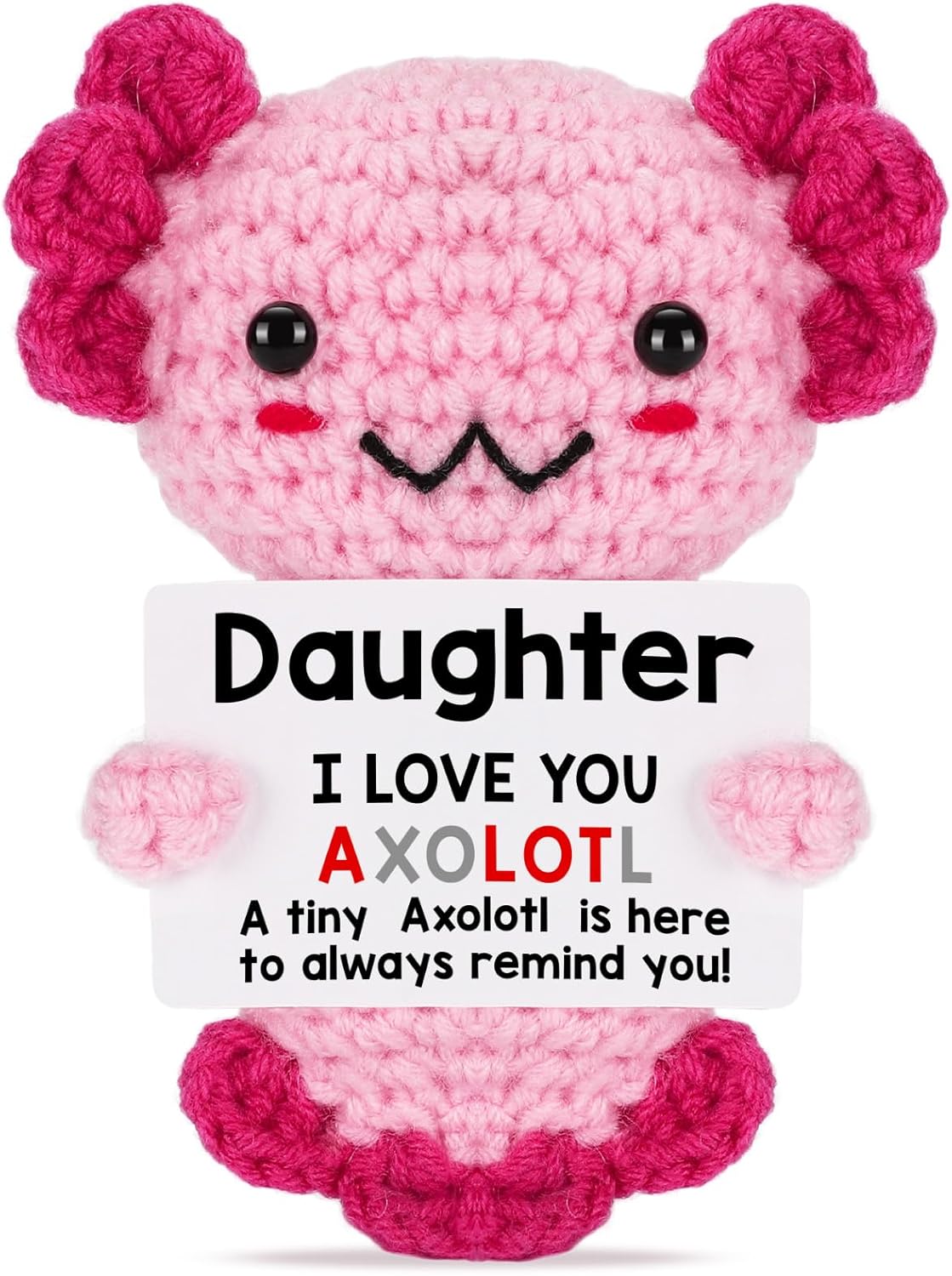 Daughter Gifts from Mom Dad, Crochet Axolotl Gifts from Mother Father, Best for Birthday, Mother's Day, Christmas Stocking Stuffers, Easter Essentials & Valentines, Graduation
