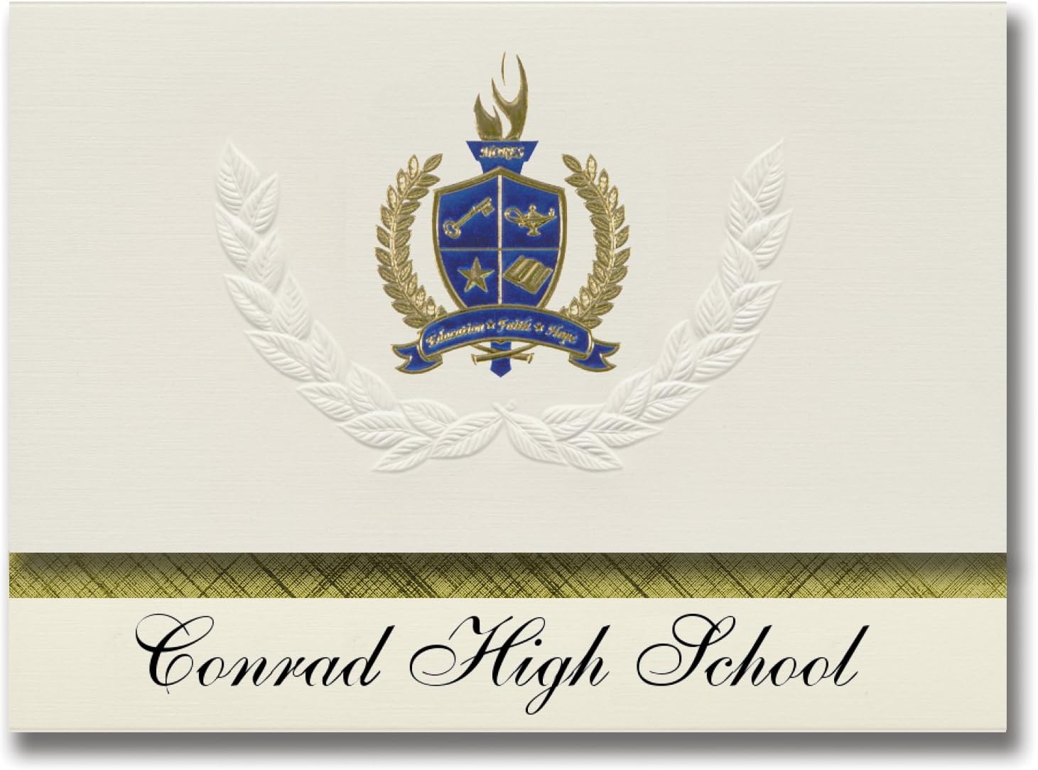Signature Announcements Conrad High School (Conrad, MT) Graduation Announcements, Presidential style, Elite package of 25 with Gold & Blue Metallic Foil seal