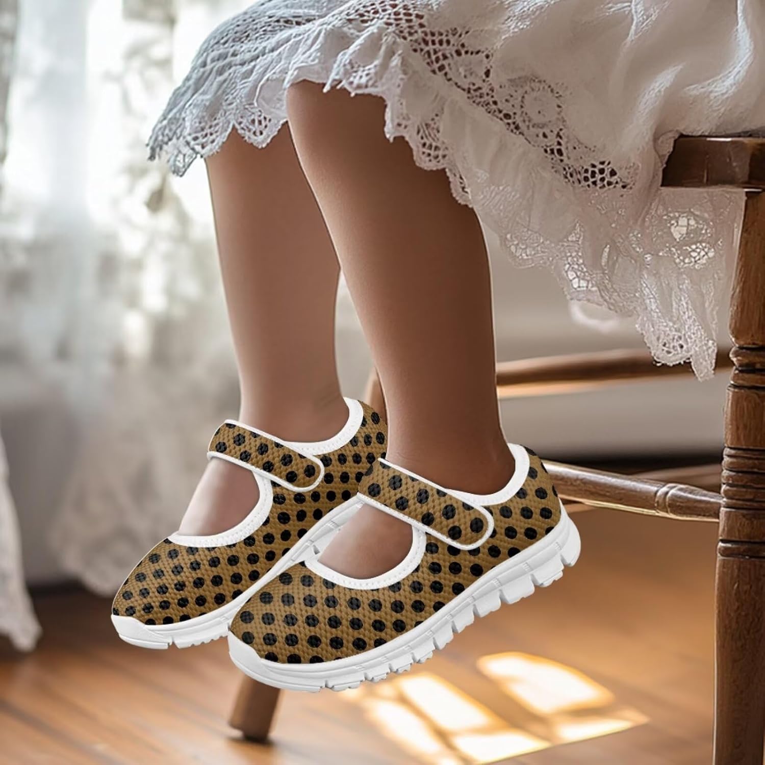 PinUp Angel Vintage Polka Dots Mary Jane Flats Comfortable Shoes Girls Dressy Party Shoes with Adjustable Strap