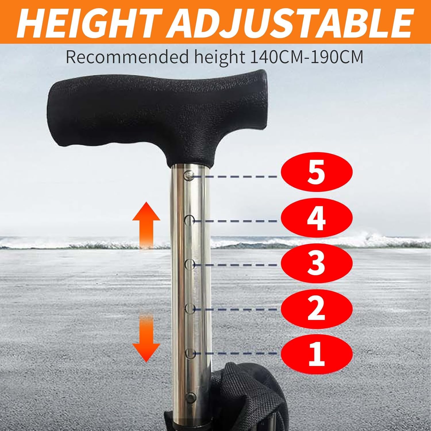 Laska z siedziskiem regulowana 80-90 cm składana dla seniorów 140-190 cm nośność 150 kg