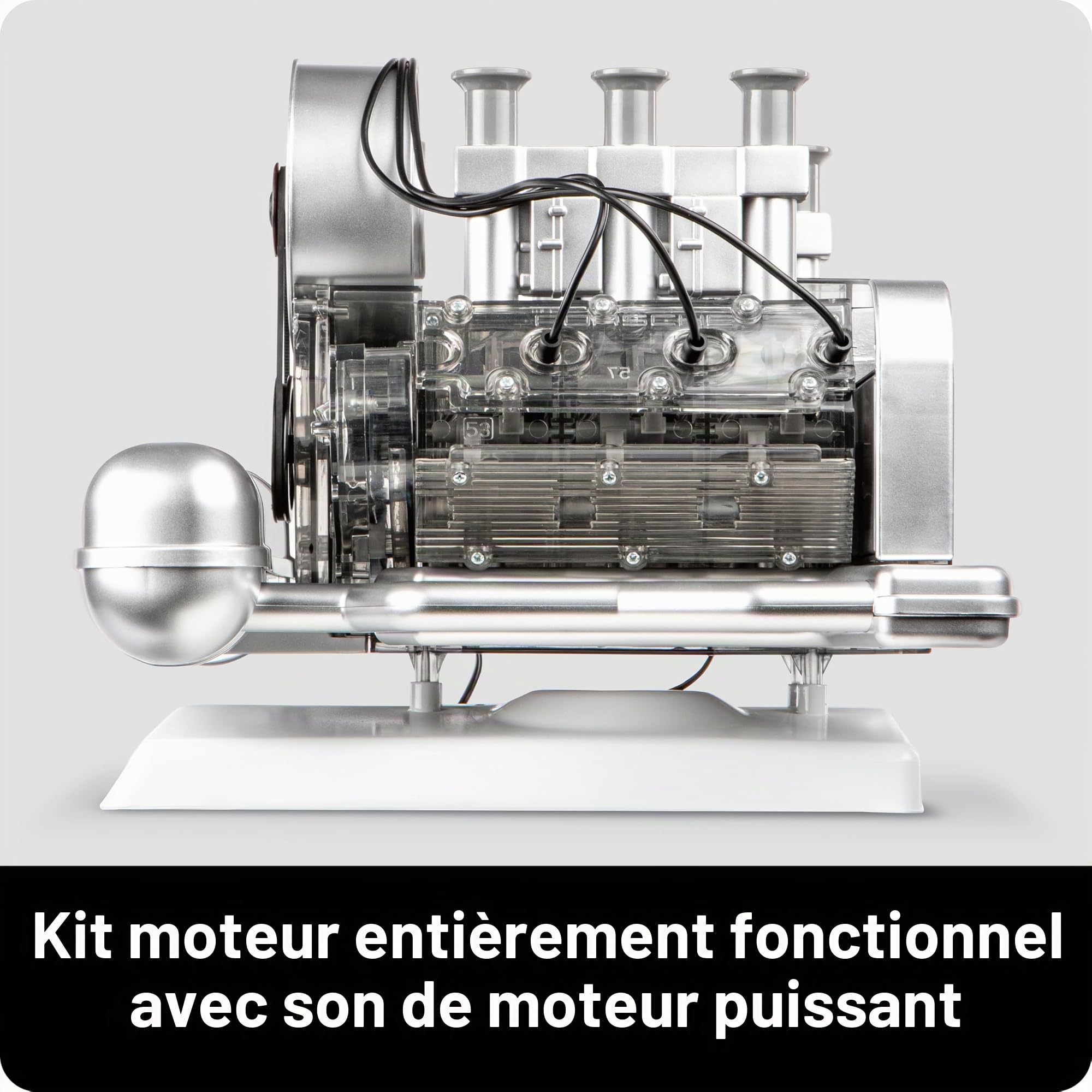 Franzis 67224 Porsche 911 Moteur Boxer Kit de 290 pièces Modèle Fonctionnel Transparent Vilebrequin Mobile Piston Soupapes Moteur Riche 6 Cylindres Refroidi par Air