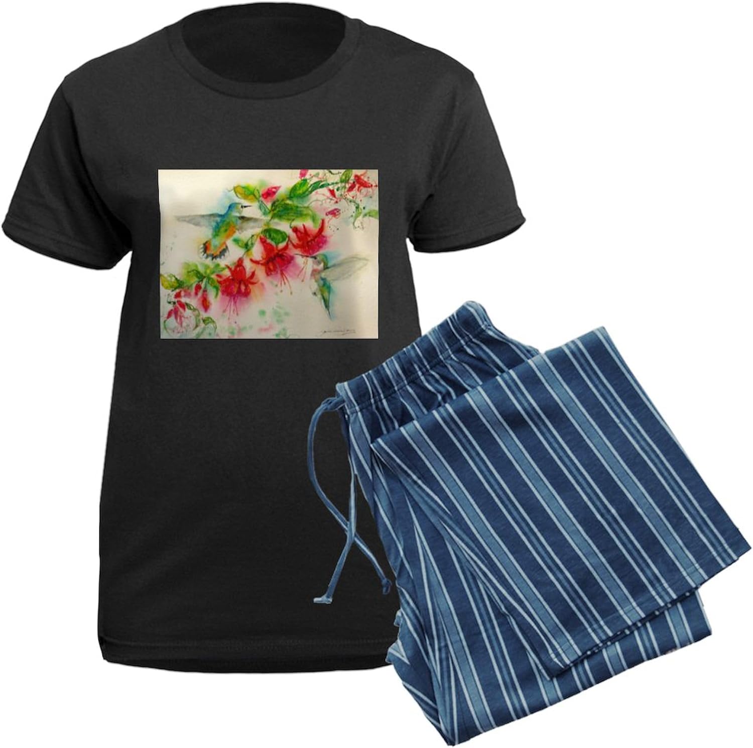 CafePress Hummingbirds In Fuschia Garden 2 Pajamas Womens Novelty PJ Sleepwear