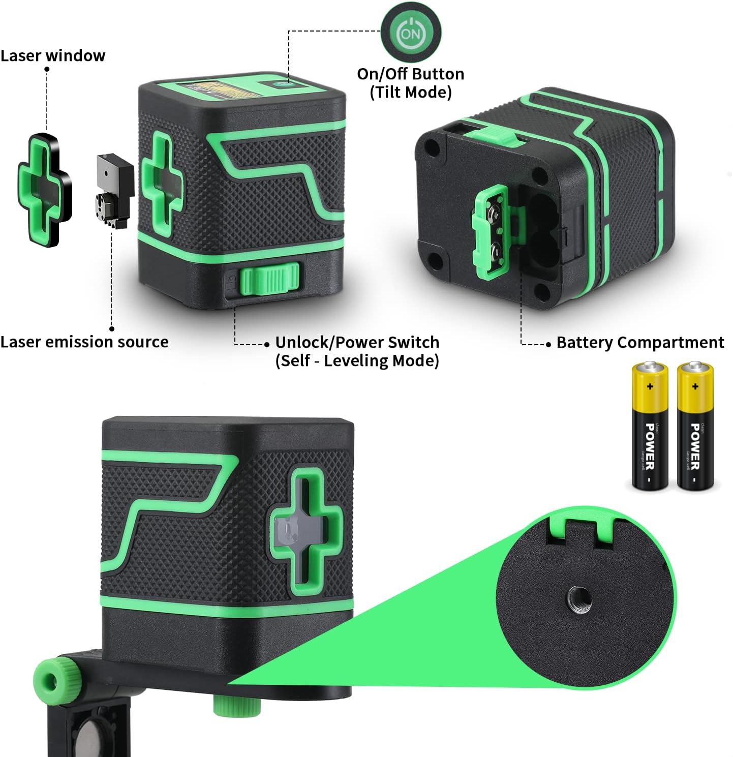 Laser Level Self Leveling 360°, Fancyall Green Laser Level 2 Lines, Cross Line Laser, Lazer Level Manual / Self Leveling with Laser Class 2 (Pmax<1mW, Leveling accuracy:±1mm/7m) : Musical Instruments