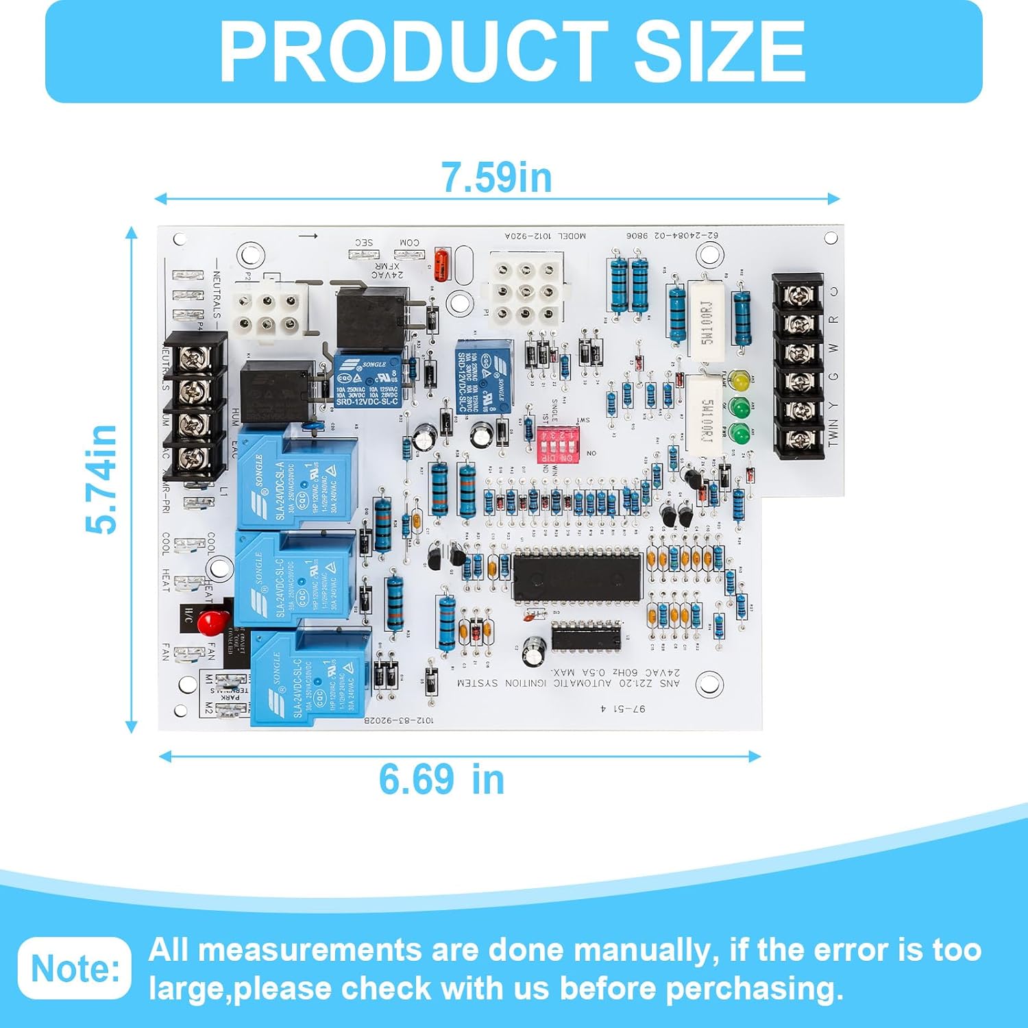 1012-920A Furnace Electronic Control Board Compatible with Rheem Ruud Replacement For 62-24084-01 62-24084-02 62-24084 62-24140-04