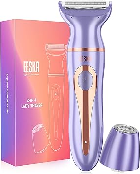 Amazon 電気シェーバー 女性 Eeska 2 In 1 レディースシェーバー フェースシェーバー ボディーシェーバー 電気カミソリ 女性用 Vioシェーバー 脇 ビキニライン ムダ毛処理 Ipx7防水 乾湿両用 プレゼント 紫色 Eeska レディースシェーバー