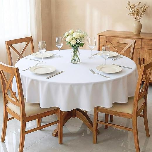 Toalha De Mesa Redonda 4 Lugares 1,40m Tecido Oxford Liso Leve e Resistente Cozzilar (Branca)