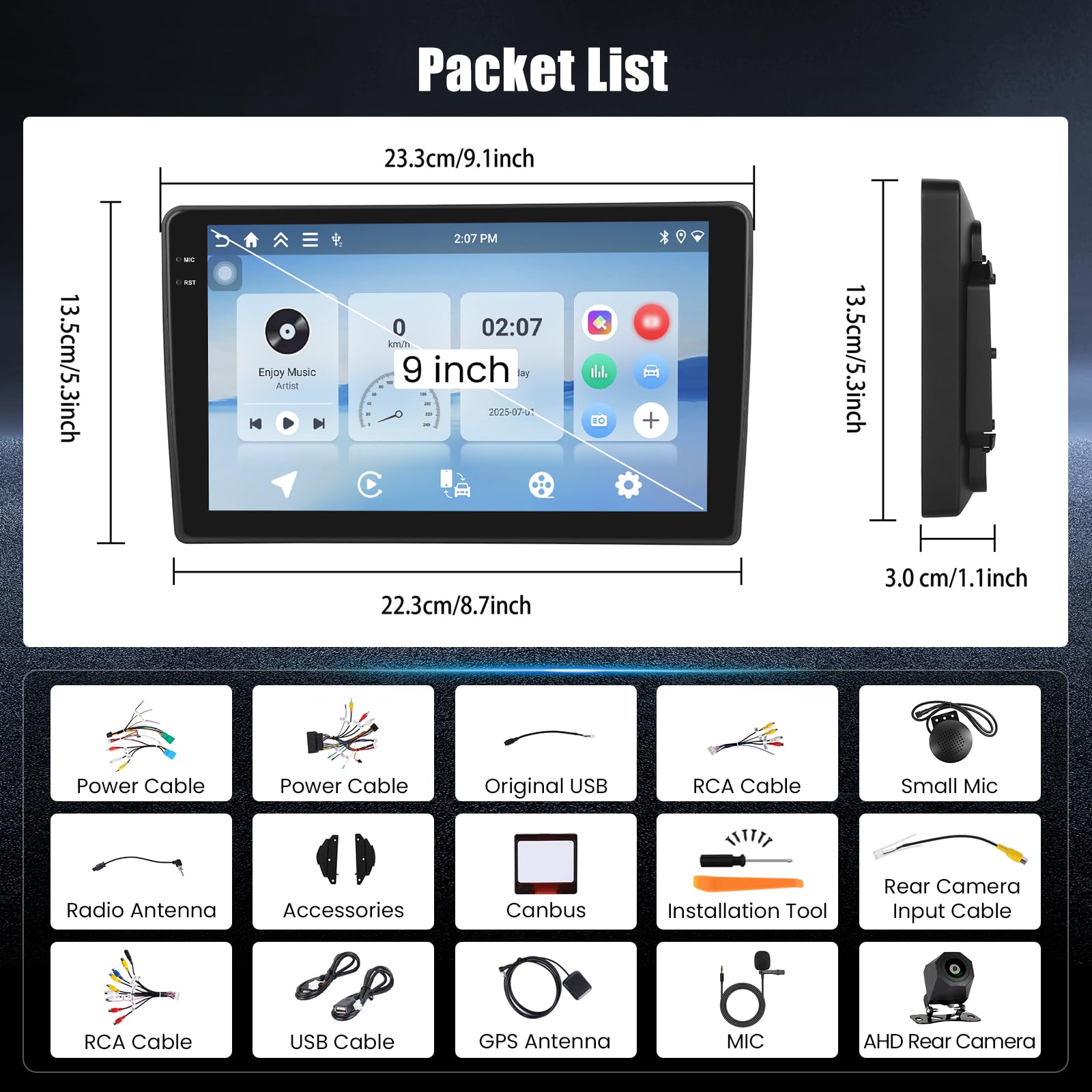 Hikity 4+128G Android 15 Autoradio per Fiat Tipo Egea 2015-2020, 9" Schermo Radio con Wireless CarPlay Android Auto Bluetooth Navigazione GPS WiFi EQ Doppio-USB e Telecamera di Retromarcia