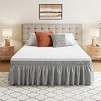 Vista 10 de Vocander Falda de cama negra tamaño Queen de 18 pulgadas, fácil de poner, elástico envolvente alrededor del volante para marco de cama y colchón