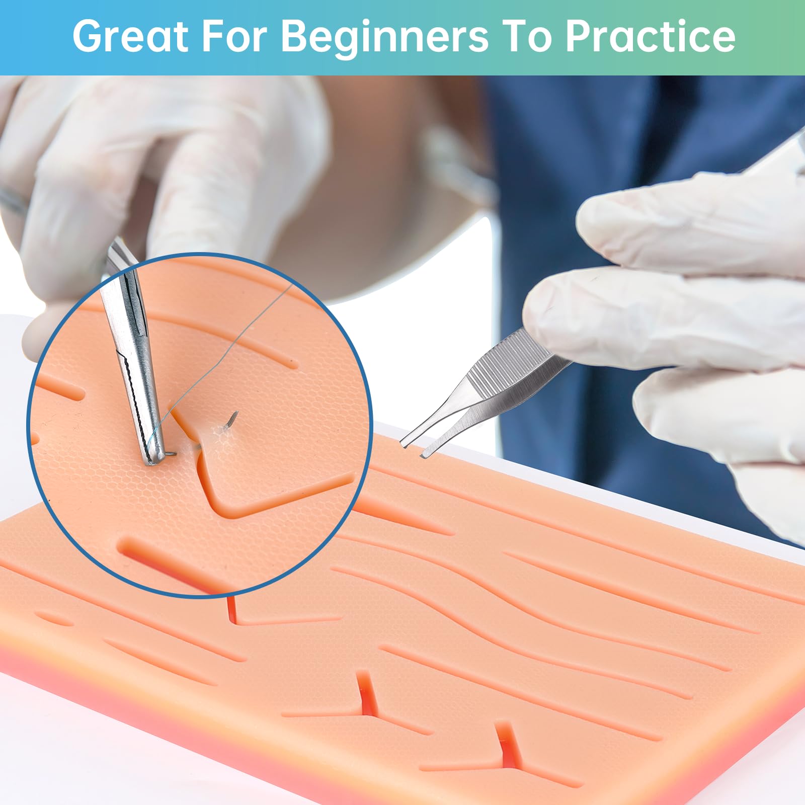 Suture Practice Kit, 32-Pc Set, 20 Threads, 14 Pre-Cut Wounds — Amazon image 6