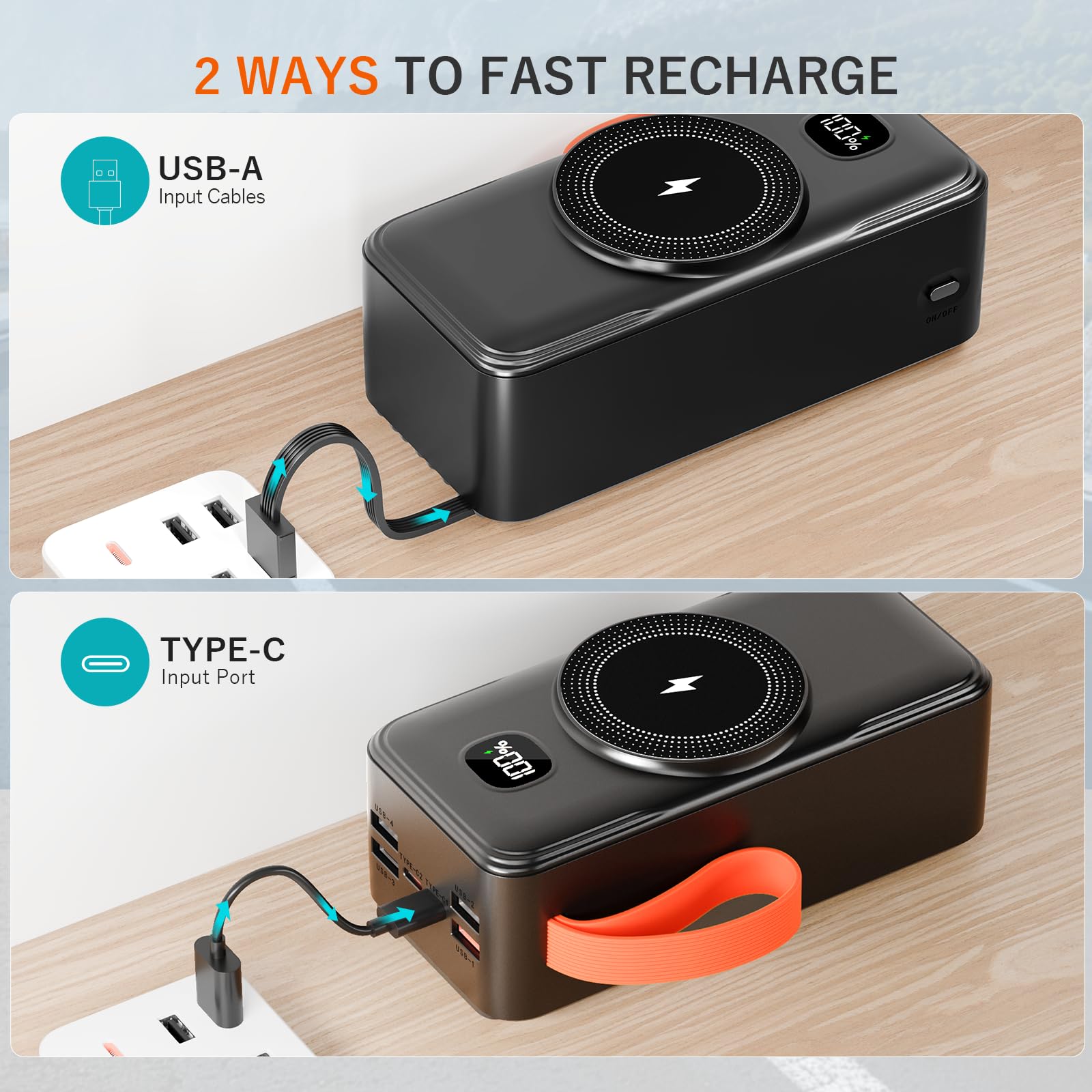 66800mAh Batterie Externe Magnetique Charge Rapide, 15W Chargement sans Fil