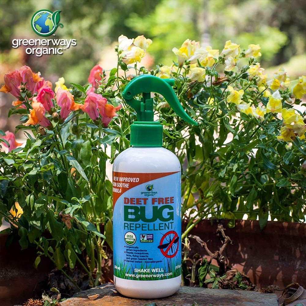 Greenerways Organic Natural Bug Spray, Insect Repellent, USDA Organic, Mosquito-Repellent, Bug Repellant, DEET-Free, Pest Control (12oz, 2 Pack) : Health & Household
