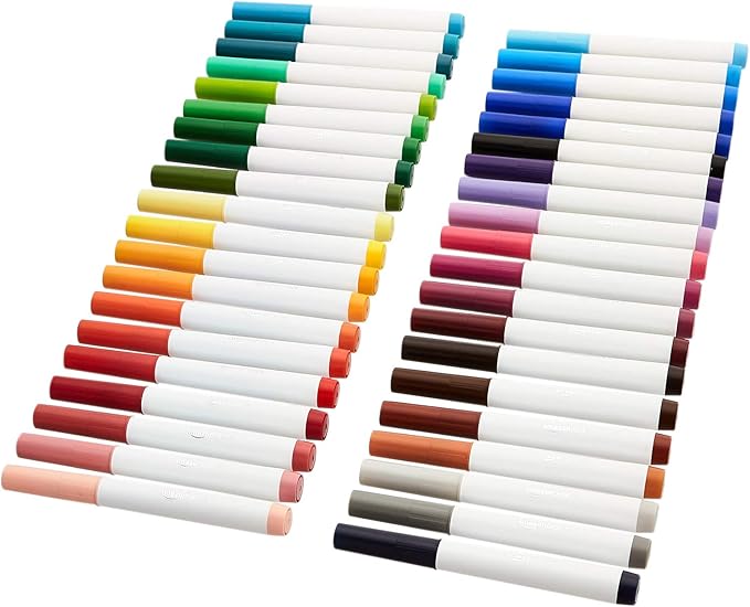 Amazon.com: Amazon Basics Colored Markers Pack of 40, Broad Line Washable Markers, Multicolored