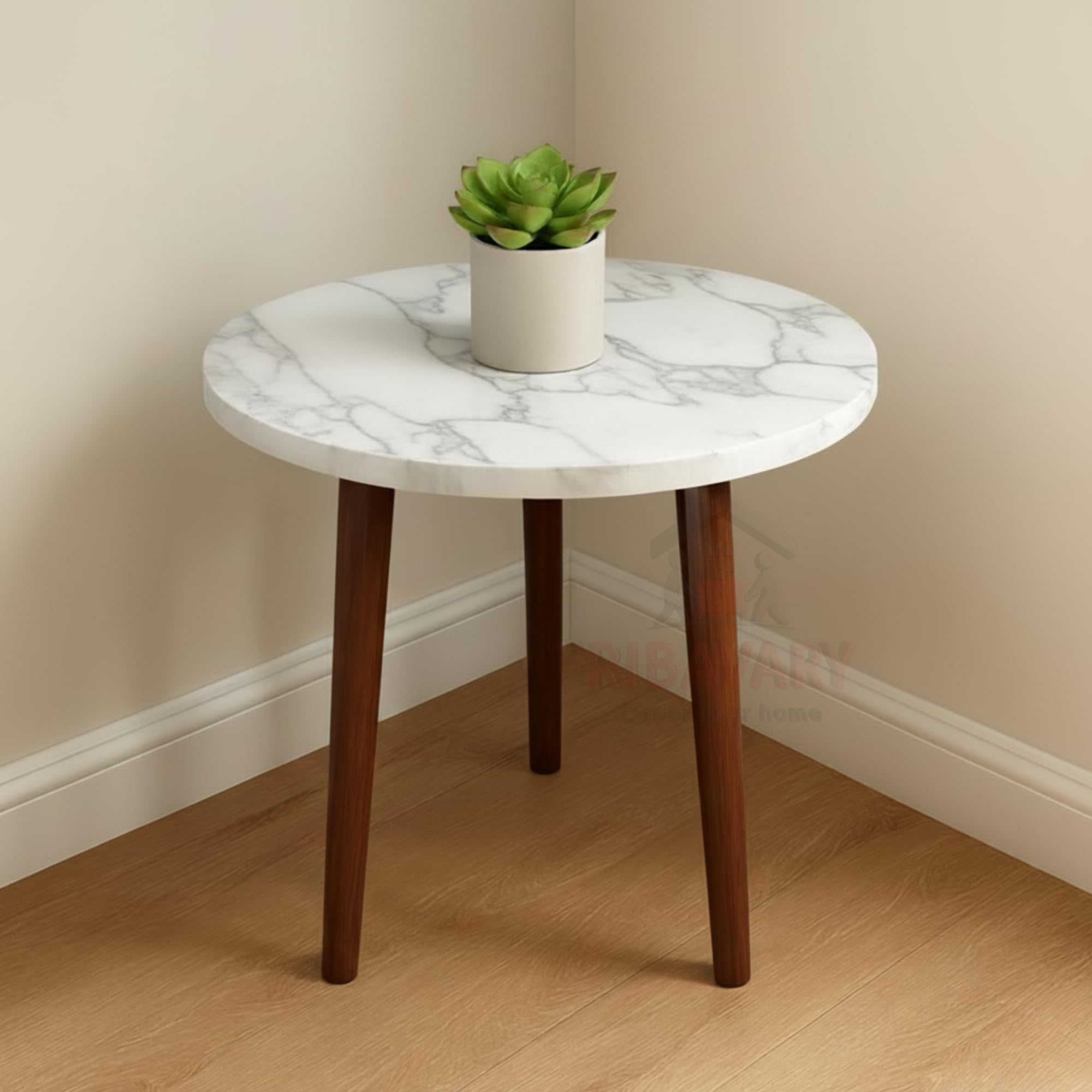 Antique Wooden Fold-able Side Table/End Table/Plant Stand/Multipurpose Stool for Living Room and Bedroom (White-Brown)-picture-19